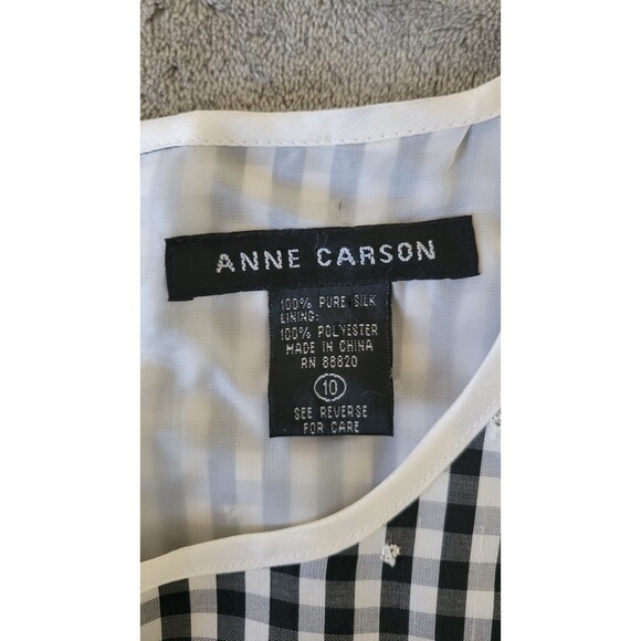 Women's Anne Carson Silk Gingham Embroidered Dress - Picture 3 of 3